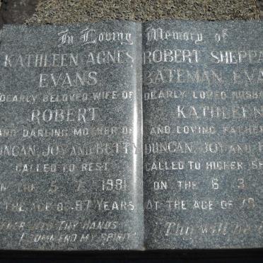 EVANS Robert Sheppard, BATEMAN -1969 &amp; Kathleen Agnes -1981