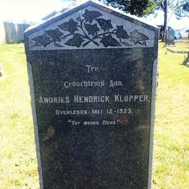 KLOPPER Andries Hendrick -1923