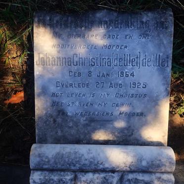 WET Johanna Christina, de nee DE WET 1864-1925