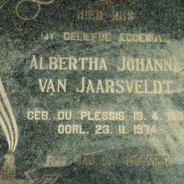JAARSVELDT Albertha Johanna, van nee DU PLESSIS 1901-1974