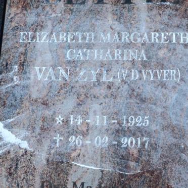 ZYL Elizabeth Margaretha Catharina, van nee V.D. VYVER 1925-2017