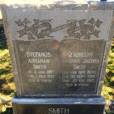 SMITH Stephanus Abraham 1887-1957 &amp; Gerbrecht Johanna Jacoba VAN DER BERG 1883-1962