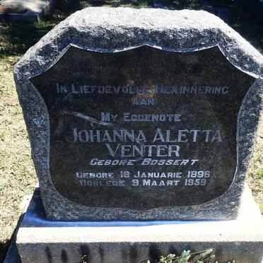 VENTER Johanna Aletta BOSSERT 1896-1959