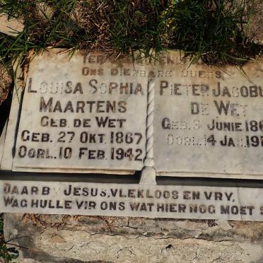 WET Pieter Jacobus, de 1862-1918 &amp; Louisa Sophia MAARTENS nee DE WET 1867-1942