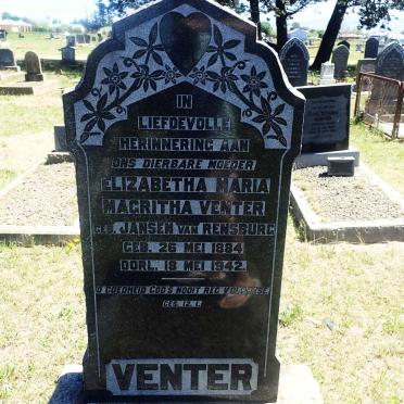 VENTER Elizabeth Maria Magritha nee JANSEN VAN RENSBURG 1884-1942