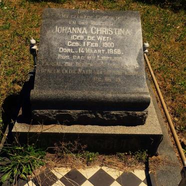 RENSBURG Willem Christoffel, van 1890-1965 &amp; Johanna Christina DE WET 1900-1958