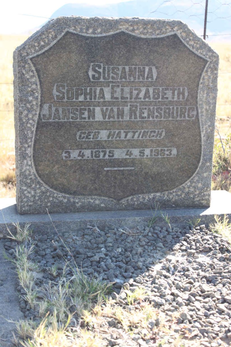 RENSBURG Susanna Sophia Elizabeth, Jansen van nee HATTINGH 1875-1963