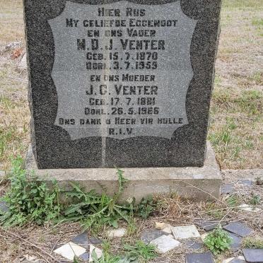 VENTER M.D.J. 1870-1959 &amp; J.C. 1881-1966