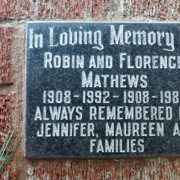 MATHEWS Robin 1908-1992 &amp; Florence 1908-1985