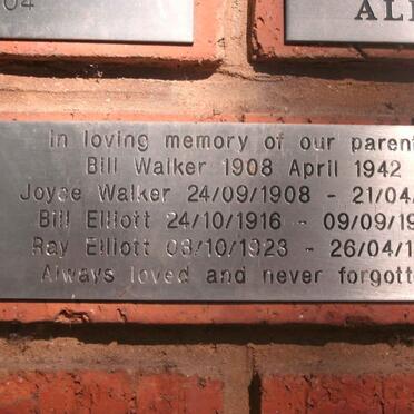 WALKER Bill 1908-1942 &amp; Joyce 1908-1981 :: ELLIOTT Bill 1916-1983 &amp; Ray 1923-1987