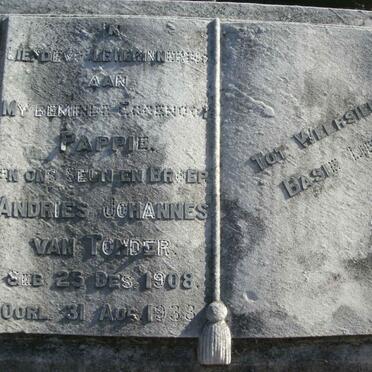 TONDER Andries Johannes, van 1908-1938