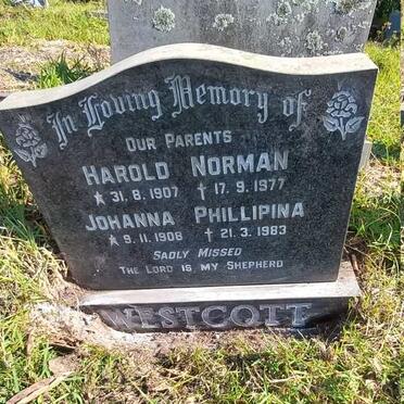 WESTCOTT Harold Norman 1907-1977 & Johanna Phillipina 1908-1983
