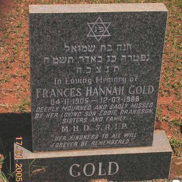GOLD Frances Hannah 1905-1968