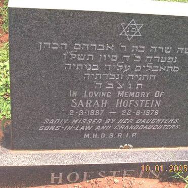 HOFSTEIN Sarah 1887-1976