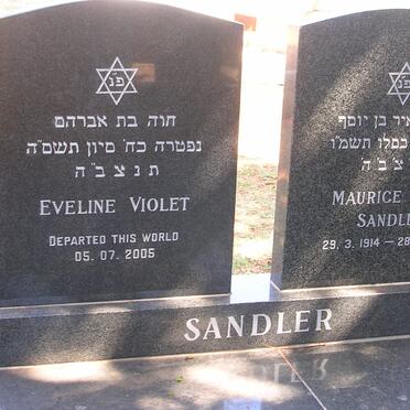 SANDLER Maurice Myer 1914-1985 &amp; Eveline Violet -2005