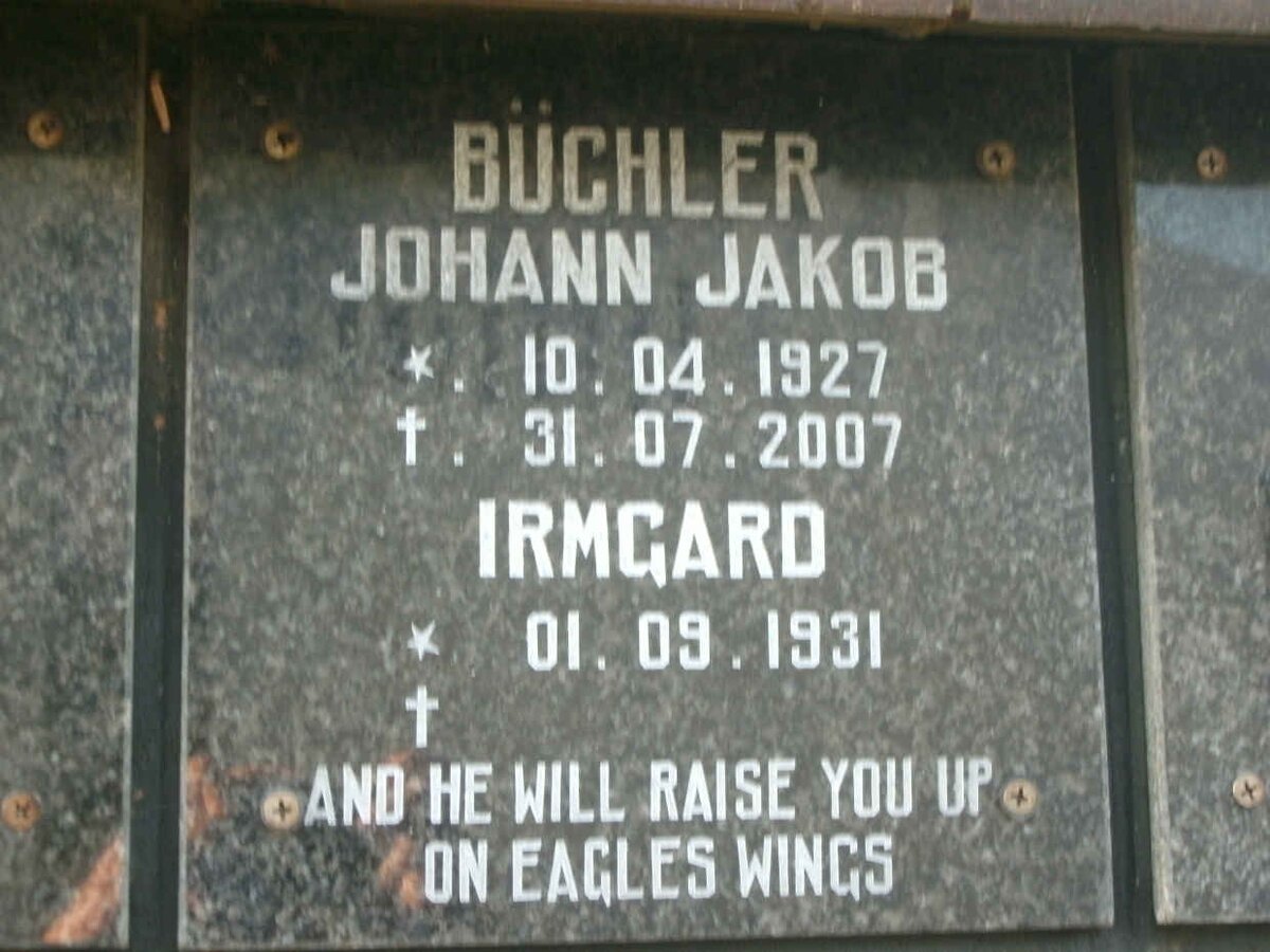 BÜCHLER Johann Jakob 1927-2007 &amp; Irmgard 1931-