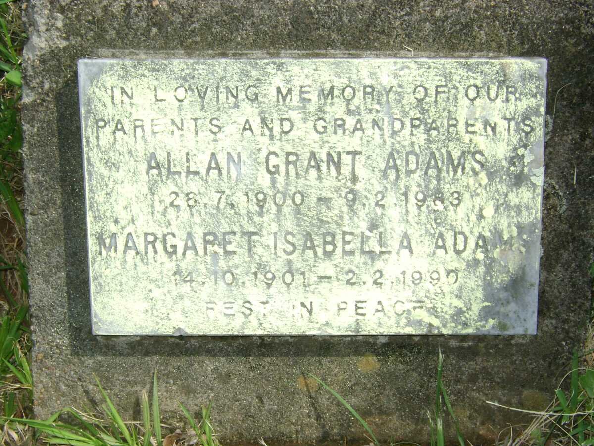 ADAMS Allan Grant 1900-1983 &amp; Margaret Isabella 1901-1990