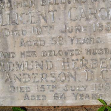 ANDERSON Edmund Herbert -1959 &amp; Millicent Caroline -1957