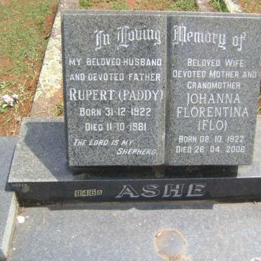 ASHE Rupert 1922-1981 &amp; Johanna Florentina 1922-2006