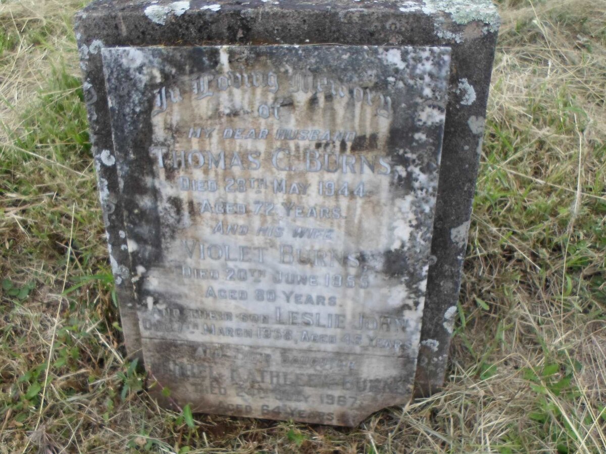 BURNS Thomas C. -1944 &amp; Violet -1955 :: BURNS Leslie John -1958 :: BURNS Muriel Kathleen -1967