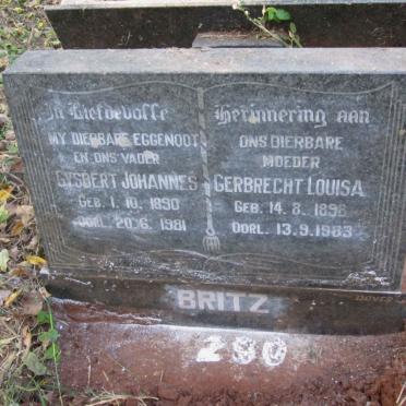 BRITZ Gysbert Johannes 1890-1981 &amp; Gerbrecht Louisa 1898-1983