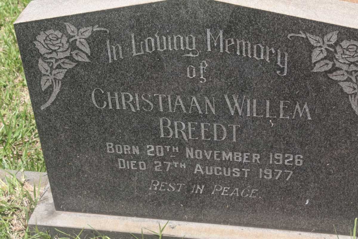 BREEDT Christiaan Willem 1926-1977