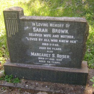 BROWN Sarah -1946 :: ROSER Margaret S. -1950
