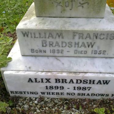 BRADSHAW William Francis 1892-1952 :: BRADSHAW Alix 1899-1987