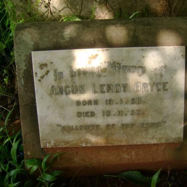 BRYCE Angus Leroy 1958-1958