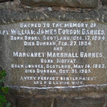 BARNES William James Gordon 1894-1934 &amp; Margaret Marshall MOFFAT 1893-1965