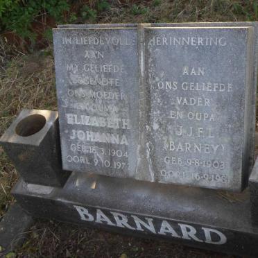 BARNARD J.J.F.L. 1903-1981 &amp; Elizabeth Johanna 1904-1972