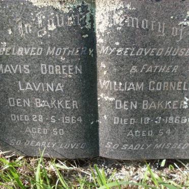 BAKKER William Cornelius, den -1966 &amp; Mavis Doreen Lavina -1964