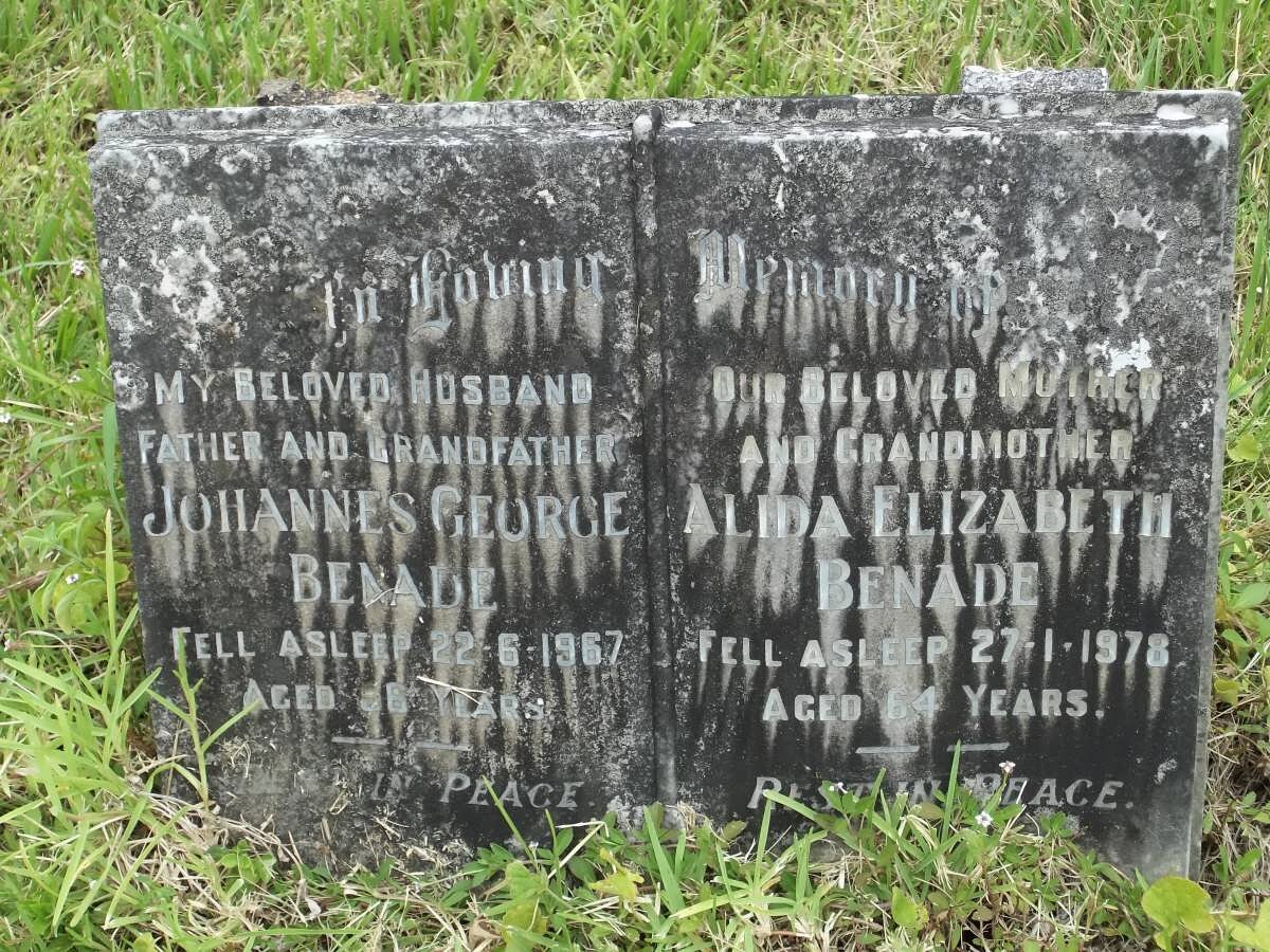 BENADE Johannes George -1967 &amp; Alida Elizabeth -1978