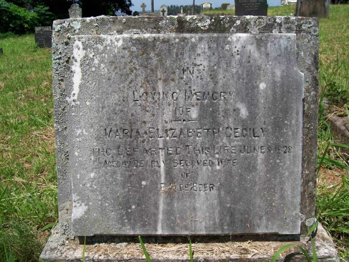 BEER Maria Elizabeth Cecily, De -1928
