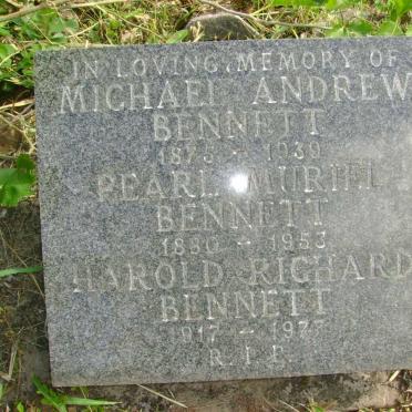 BENNETT Michael Andrew 1875-1939 &amp; Pearl Muriel 1880-1953 :: BENNETT Harold Richard 1917-1977