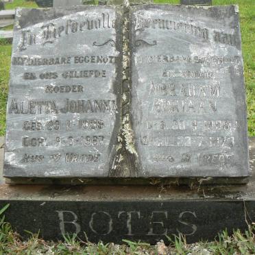 BOTES Abraham Adriaan 1896-1973 &amp; Aletta Johanna 1899-1967