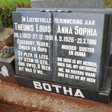 BOTHA Theunis Louis 1922-1991 &amp; Anna Sophia 1926-1998