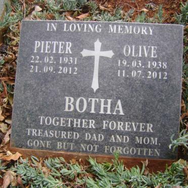 BOTHA Pieter 1931-2012 &amp; Olive 1938-2012