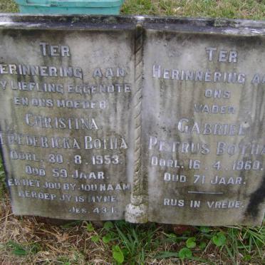 BOTHA Gabriel Petrus -1960 &amp; Christina Fredericka -1953