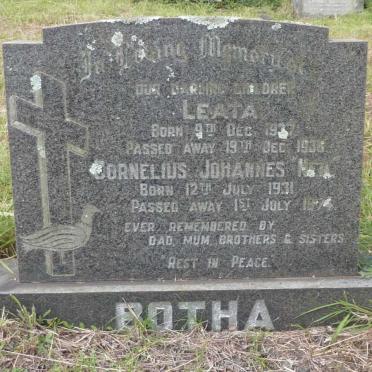 BOTHA Leata 1937-1938 :: BOTHA Cornelius Johannes 1931-1974