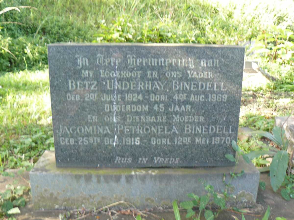 BINEDELL Betz Underhay 1924-1969 &amp; Jacomina Petronela 1915-1970