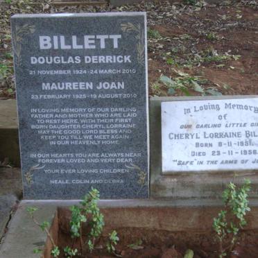 BILLETT Douglas Derrick 1925-2010 &amp; Maureen Joan 1925-2010 :: BILLETT Cheryl Lorraine 1951-1956