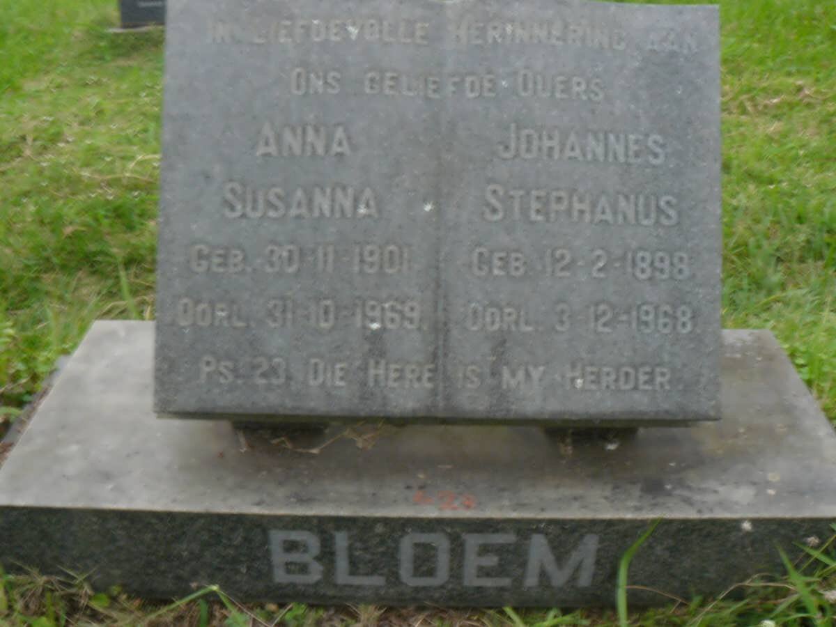 BLOEM Johannes Stephanus 1898-1968 &amp; Anna Susanna 1901-1969