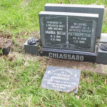 CHIASSARO Pietro 1909-1995 &amp; Maria 1914-1992 :: LANGUAGE Peter Philip 1969-1999