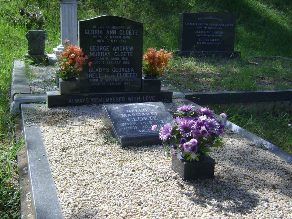 CLOETE George Andrew Murray 1919-1992 :: CLOETE Gloria Ann 1946-1946 :: SHELL Gladys Georgea nee CLOETE 1944-1992