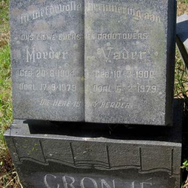 CRONJÉ Louis Jeremias Cornelius 1900-1979 &amp; Cornelia Victoria Wilhelmina 1904-1979