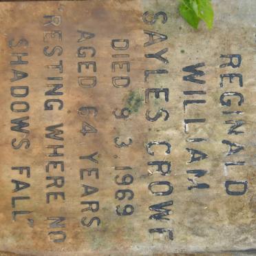 CROWE Reginald William Sayles -1969