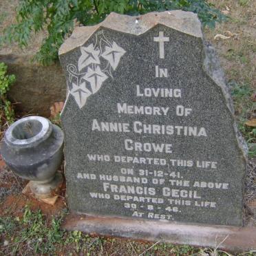 CROWE Francis Cecil -1946 &amp; Annie Christina -1941