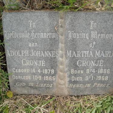 CRONJE Adolph Johannes 1878-1965 &amp; Martha Maria 1886-1968