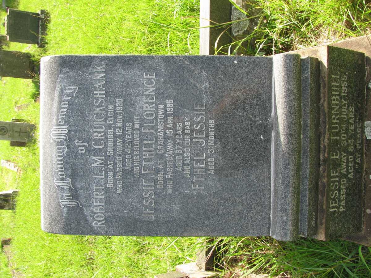 CRUICKSHANK Robert L.M. -1920 &amp; Jessie Ethel Florence -1986 :: CRUICKSHANK Ethel Jessie -1920